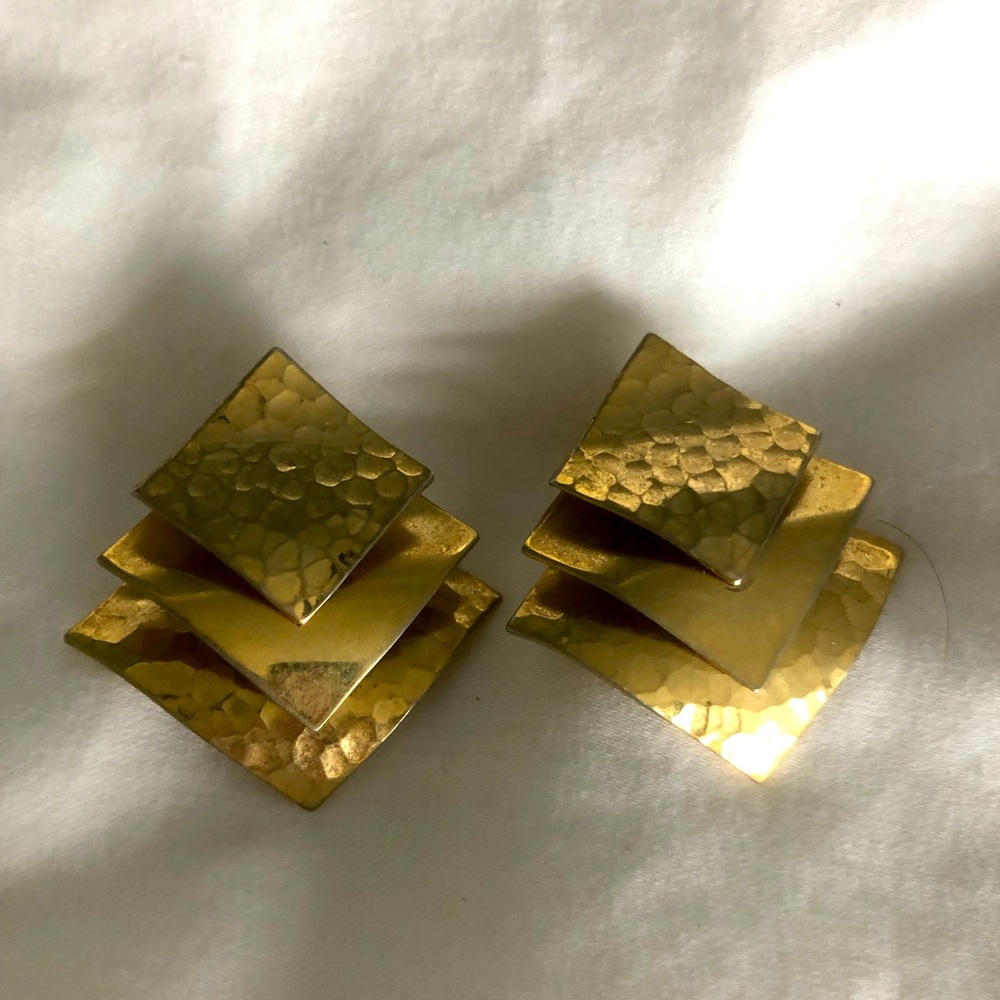 Vintage Hammered gold plated earrings